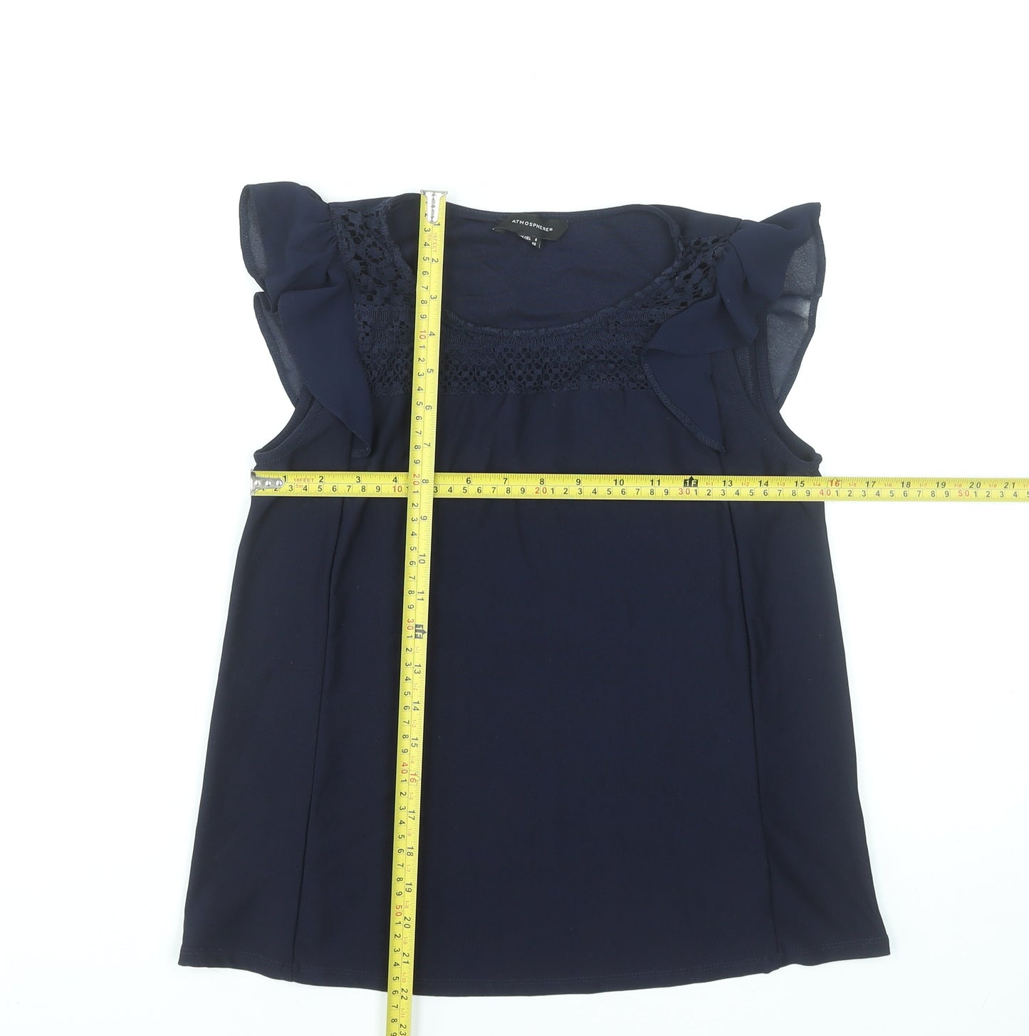 Atmosphere Women's Navy Blue Sleeveless Blouse UK 8 Lace Detail