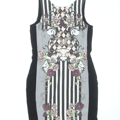 River Island Women's Multicoloured Size 12 Bodycon Floral Striped Dress