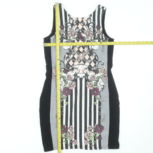 River Island Women's Multicoloured Size 12 Bodycon Floral Striped Dress