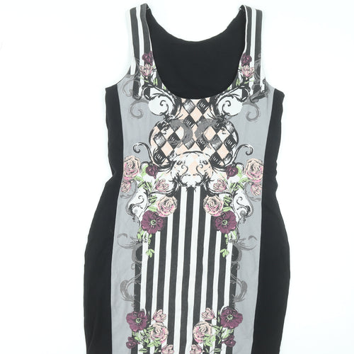 River Island Women's Multicoloured Size 12 Bodycon Floral Striped Dress