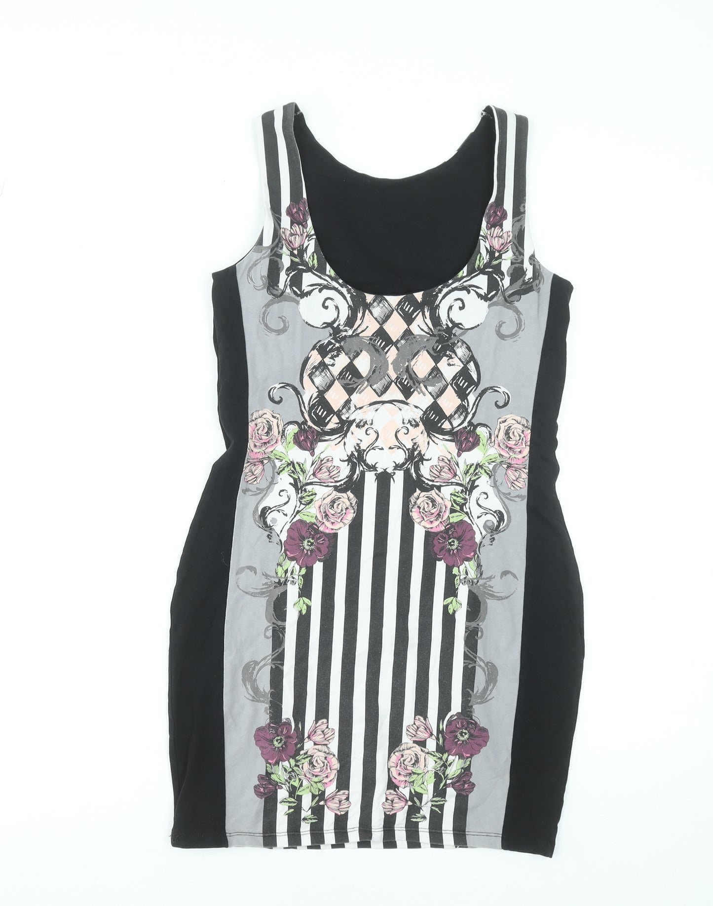 River Island Women's Multicoloured Size 12 Bodycon Floral Striped Dress