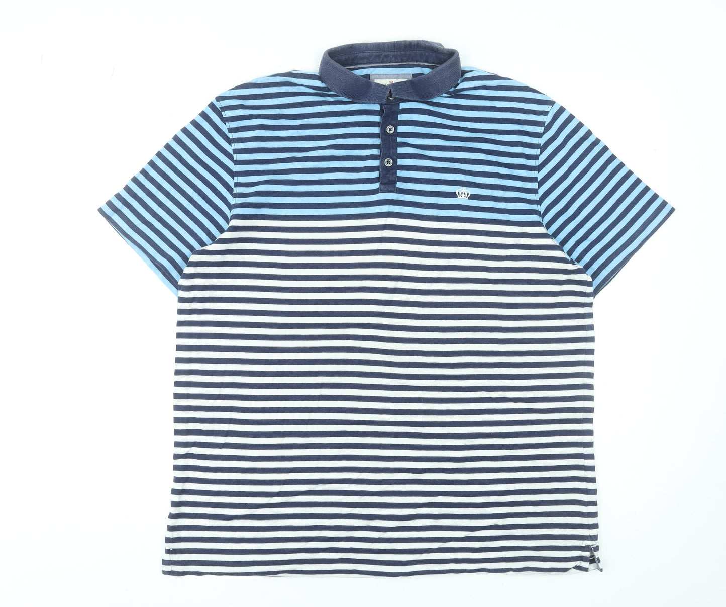 Next Men's Blue Striped Cotton Polo Shirt XL