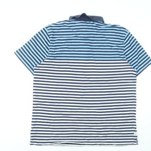 Next Men's Blue Striped Cotton Polo Shirt XL