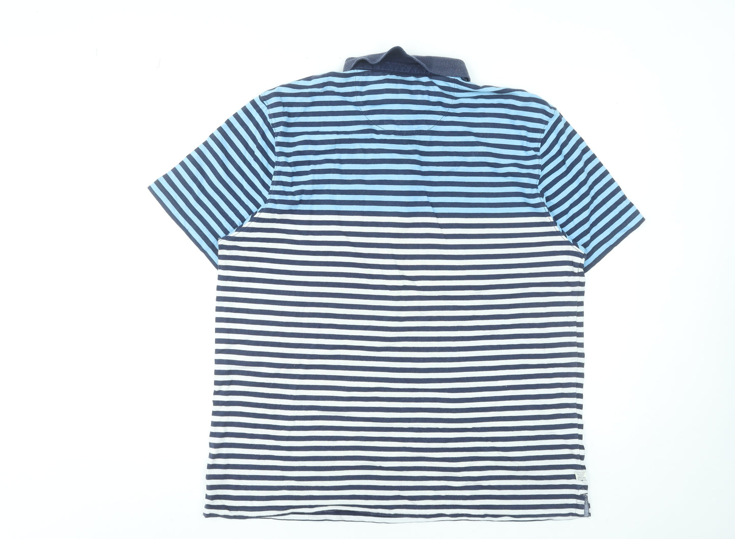 Next Men's Blue Striped Cotton Polo Shirt XL