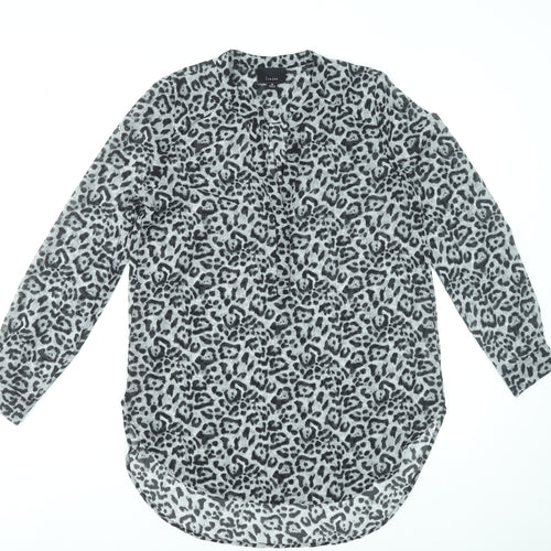Lumière Women's Grey Leopard Print Tunic Blouse Size M