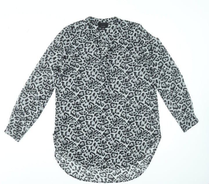 Lumière Women's Grey Leopard Print Tunic Blouse Size M
