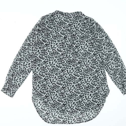 Lumière Women's Grey Leopard Print Tunic Blouse Size M