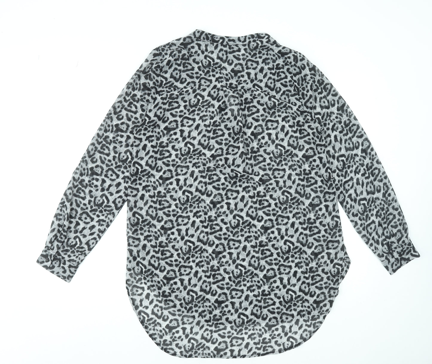 Lumière Women's Grey Leopard Print Tunic Blouse Size M