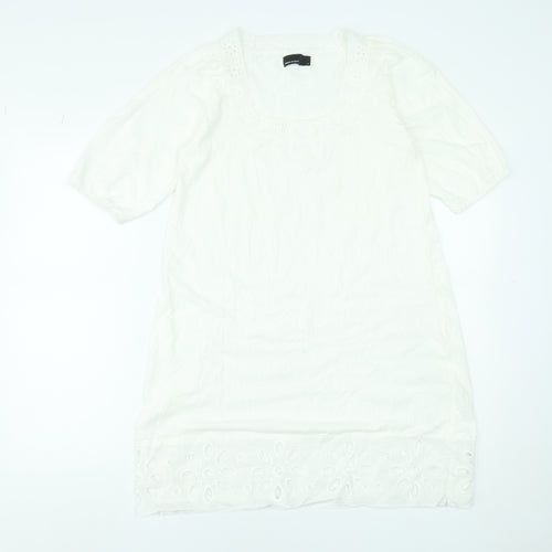 Vero Moda Women White Cotton Short Sleeve Shift Dress M
