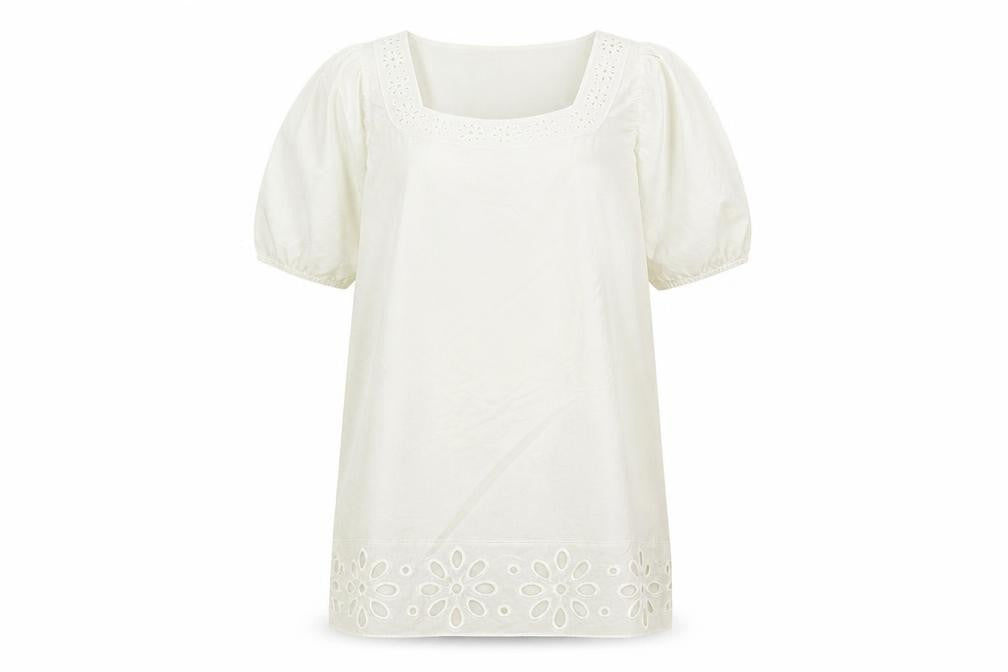 Front view of Vero Moda Women White Cotton Short Sleeve Shift Dress M