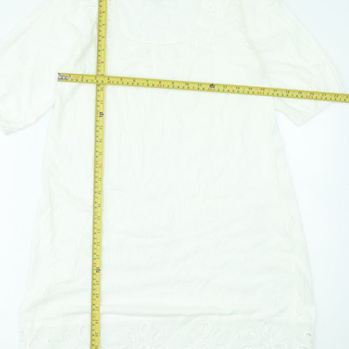 Vero Moda Women White Cotton Short Sleeve Shift Dress M