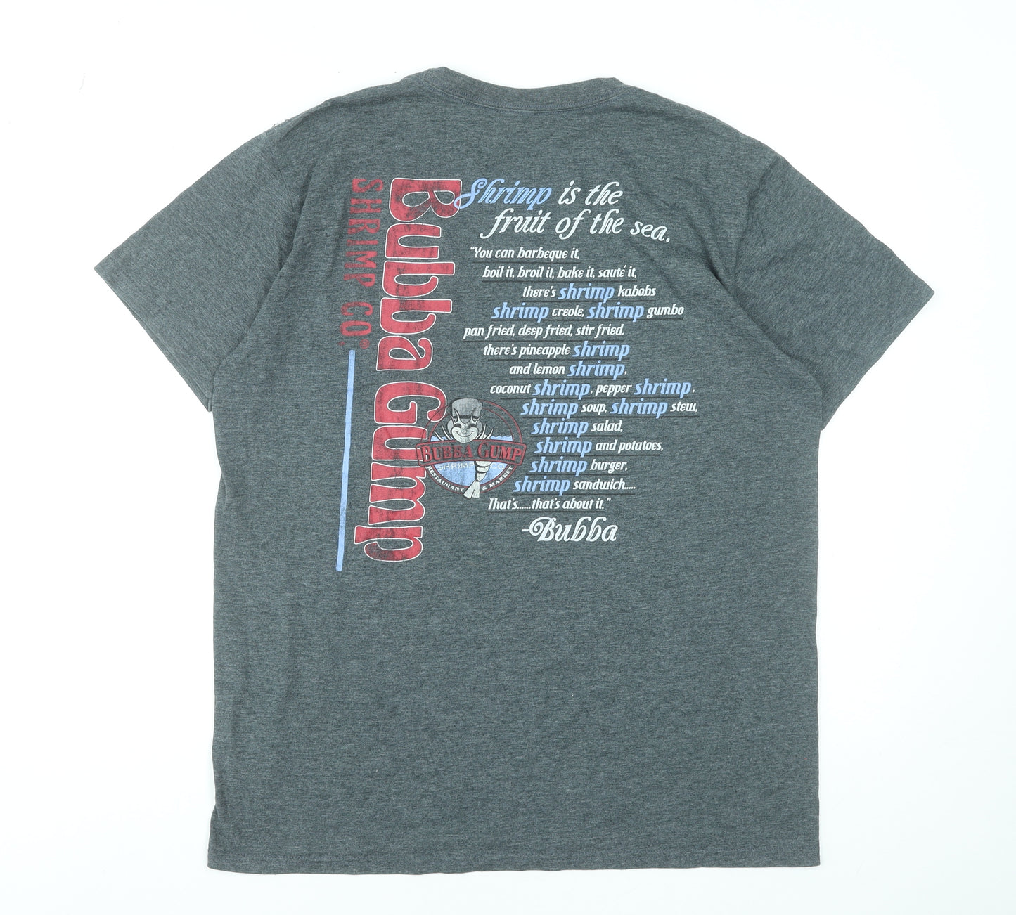 Bubba Gump Shrimp Co. Men’s Grey Graphic T-Shirt Size L Movie Tee