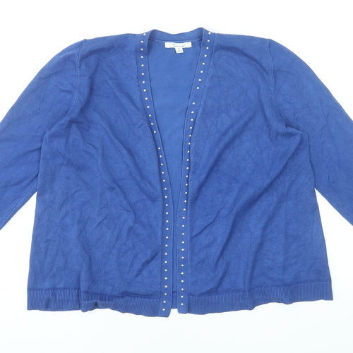 89th + Madison Women's Blue Studded Open Front Cardigan Size M