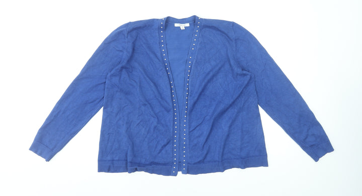 89th + Madison Women's Blue Studded Open Front Cardigan Size M