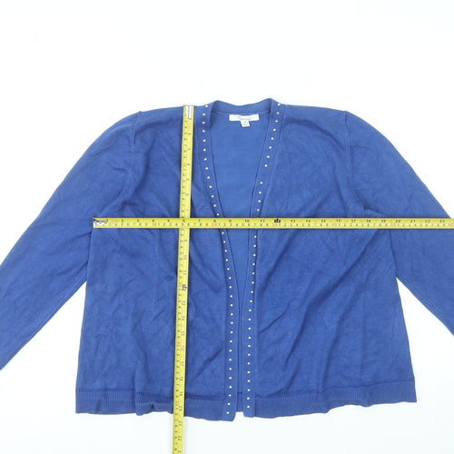 89th + Madison Women's Blue Studded Open Front Cardigan Size M