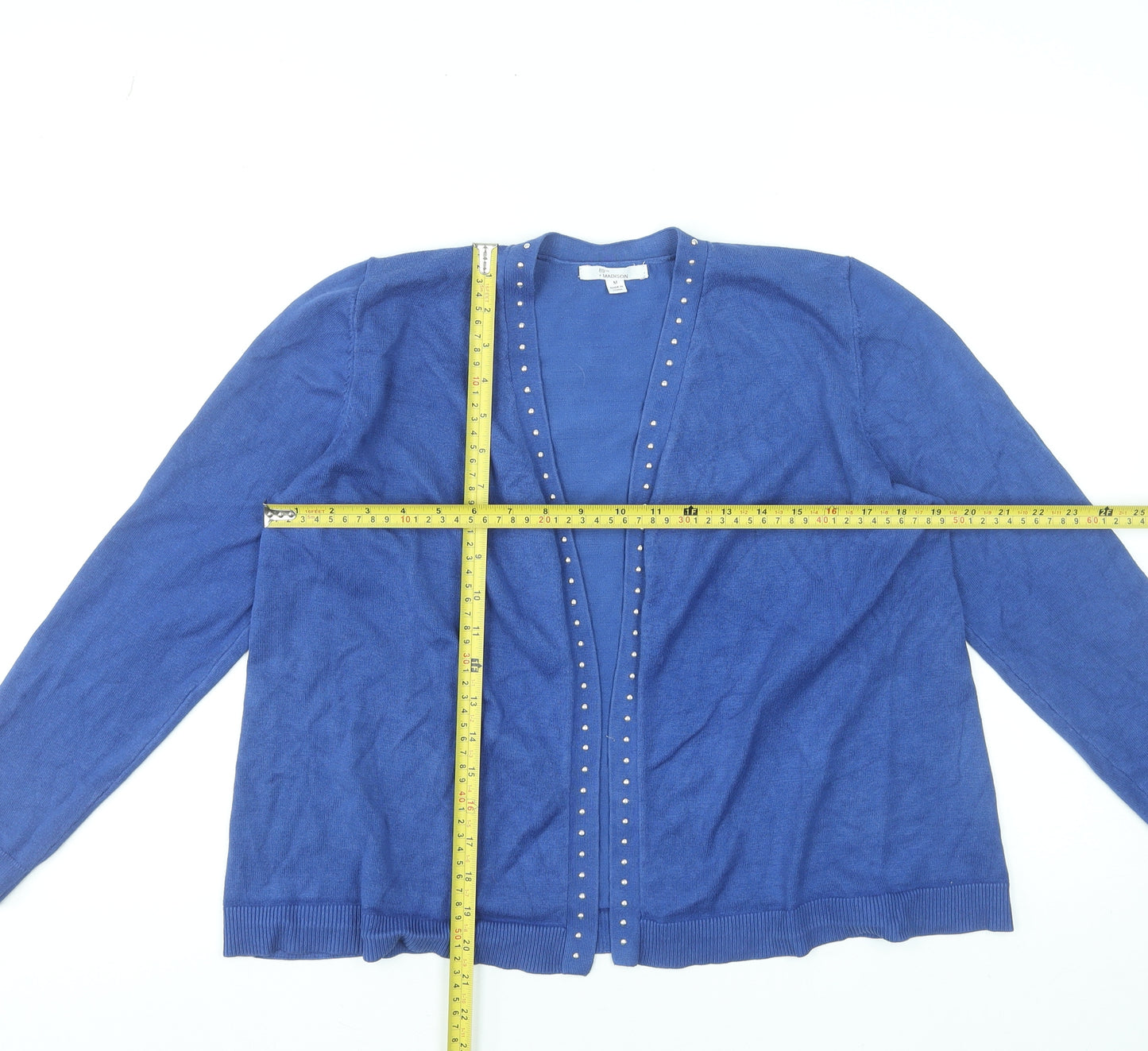 89th + Madison Women's Blue Studded Open Front Cardigan Size M