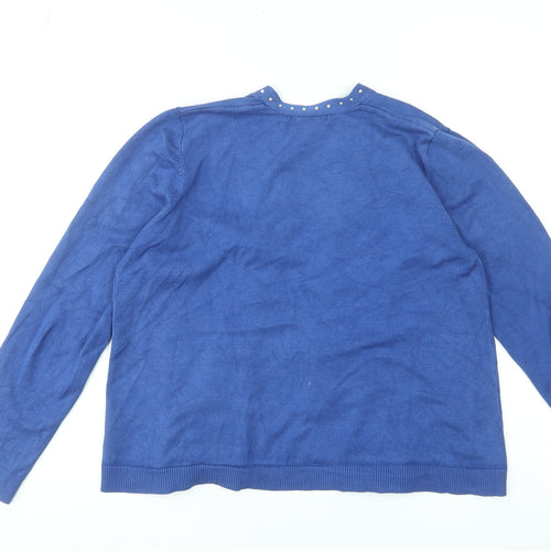 89th + Madison Women's Blue Studded Open Front Cardigan Size M