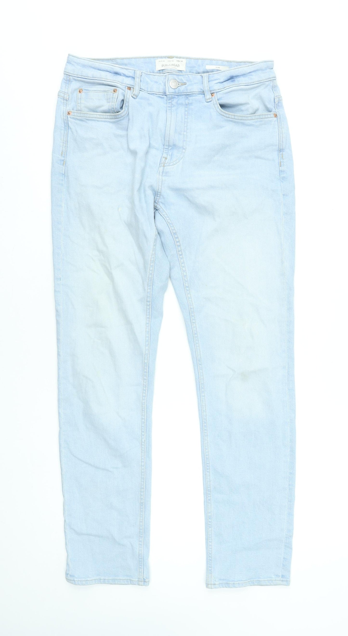 Pull&Bear Men’s Light Blue Slim Straight Denim Jeans Size 32