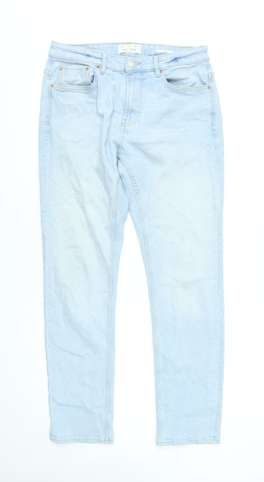 Pull&Bear Men’s Light Blue Slim Straight Denim Jeans Size 32