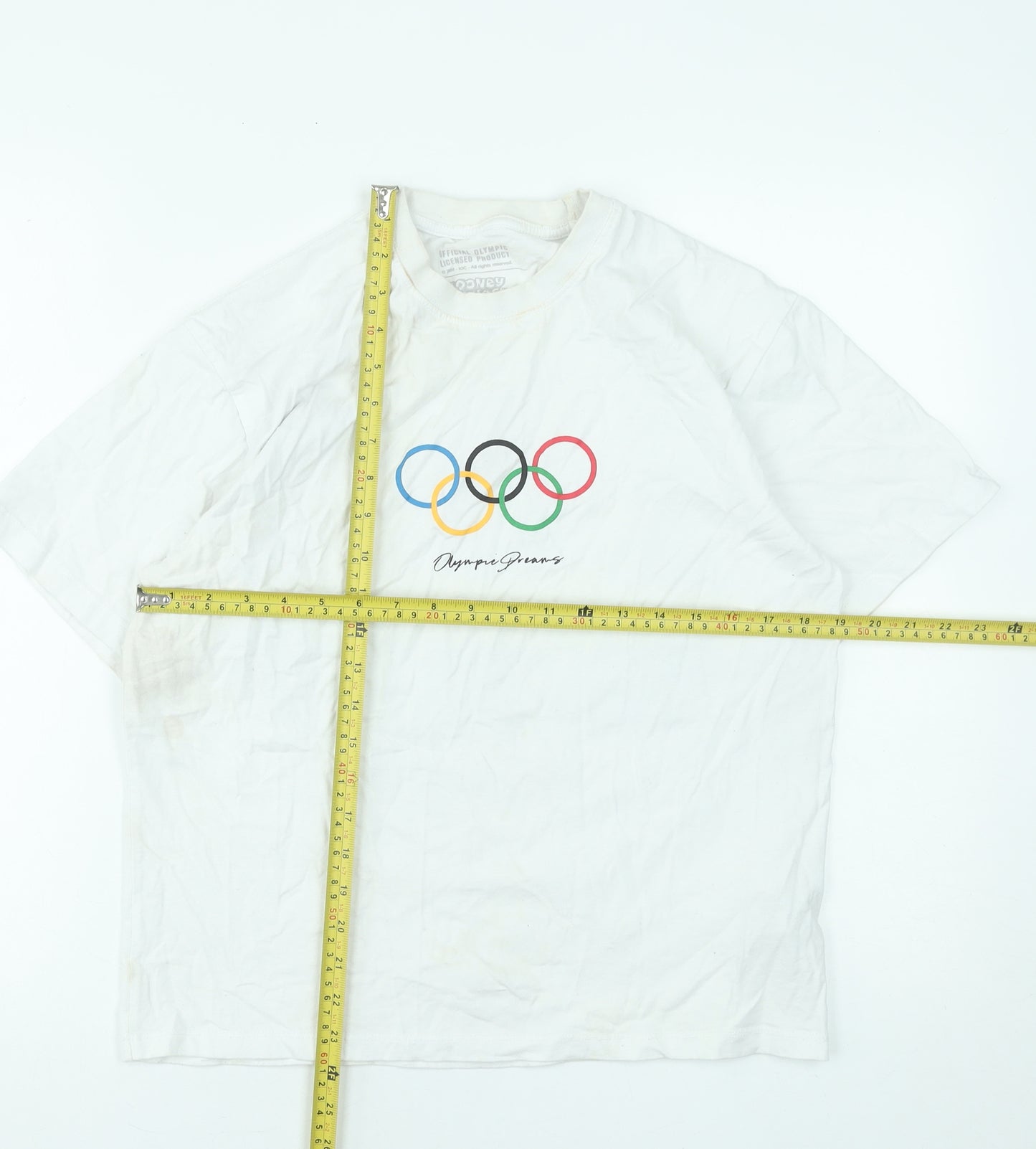 Pull & Bear Looney Tunes Olympic Dreams White Cotton T-Shirt XS Women's