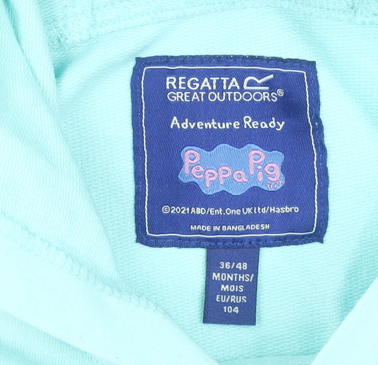 Regatta Girls Blue Peppa Pig Pullover Hoodie 3-4 Years Lightweight Cotton Blend