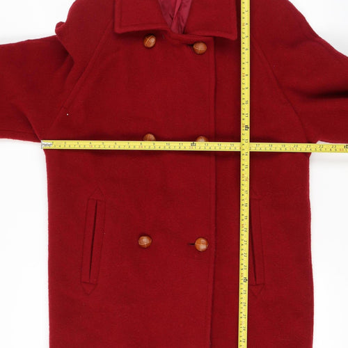 Definitions Women Red Wool Pea Coat Medium Classic Style