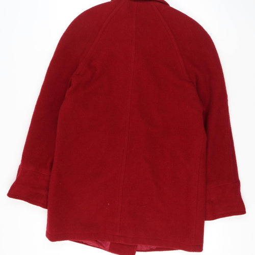 Definitions Women Red Wool Pea Coat Medium Classic Style