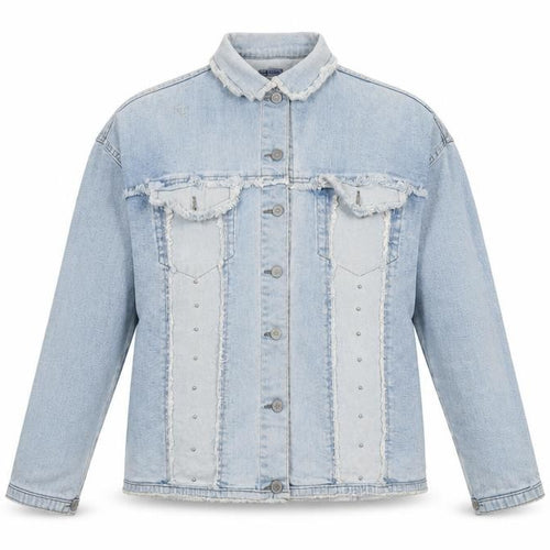 51 States Womens Blue Denim Jacket Size 2XL Frayed Button Casual