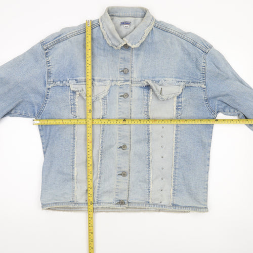 51 States Womens Blue Denim Jacket Size 2XL Frayed Button Casual