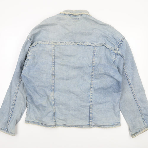 51 States Womens Blue Denim Jacket Size 2XL Frayed Button Casual