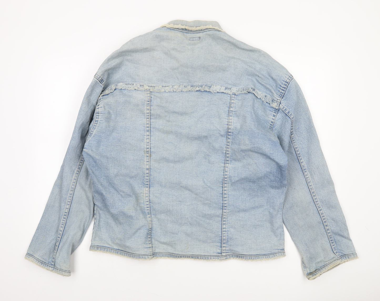 51 States Womens Blue Denim Jacket Size 2XL Frayed Button Casual