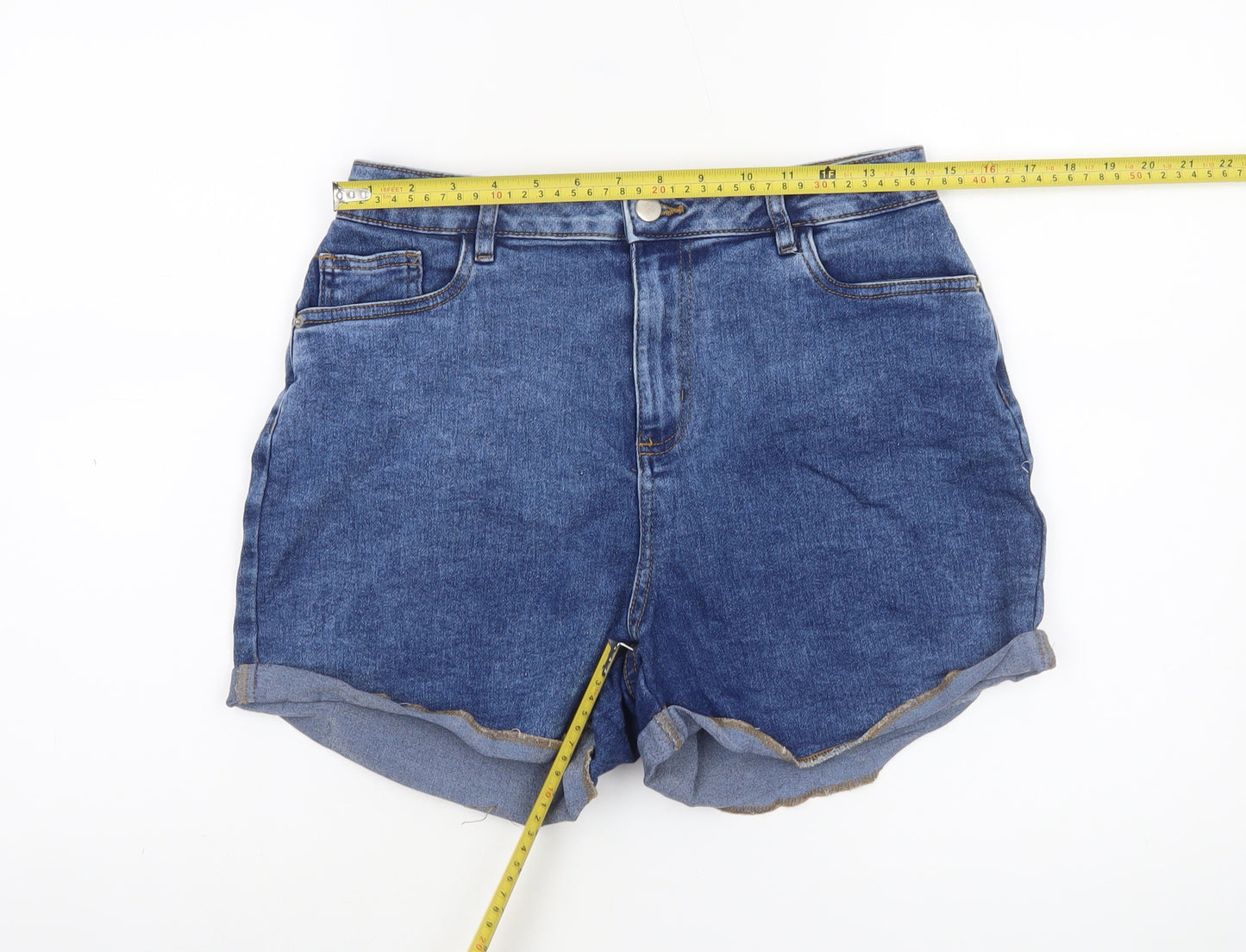 Dunnes Women’s Blue Denim Mom Shorts Size 12 High Waist