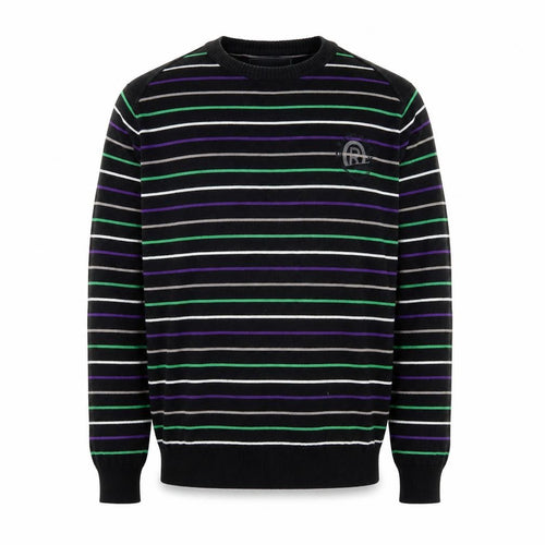 Jack & Jones Men's Black Striped Crew Neck Cotton Jumper L