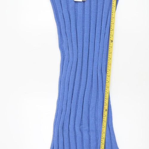 Zara Women Blue Ribbed Knit Flare Midi Skirt Size 12