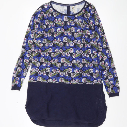White Stuff Women's Blue Floral Long Sleeve Tunic Blouse Size 10