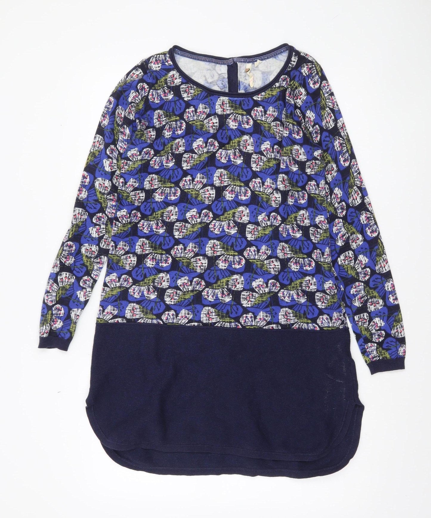 White Stuff Women's Blue Floral Long Sleeve Tunic Blouse Size 10
