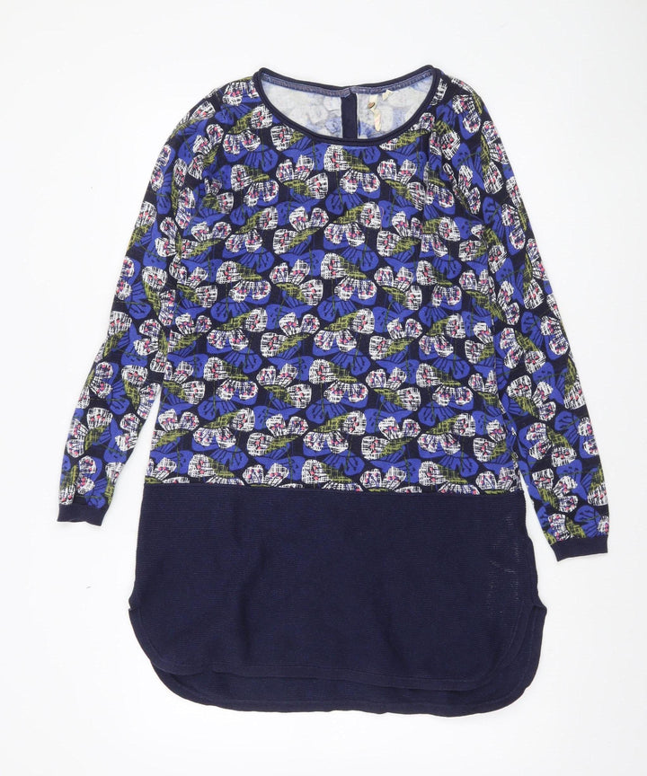 White Stuff Women's Blue Floral Long Sleeve Tunic Blouse Size 10
