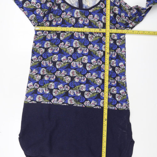 White Stuff Women's Blue Floral Long Sleeve Tunic Blouse Size 10