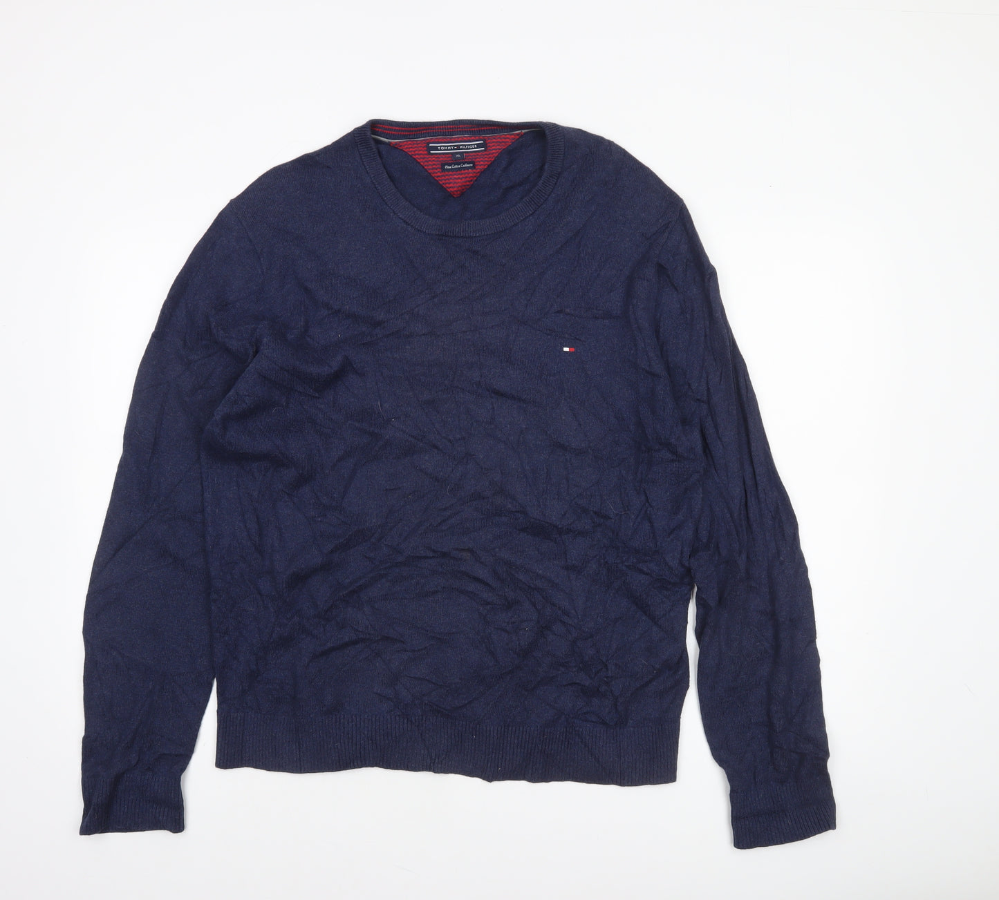 Tommy Hilfiger Men's Blue XL Cotton Cashmere Crew Neck Jumper