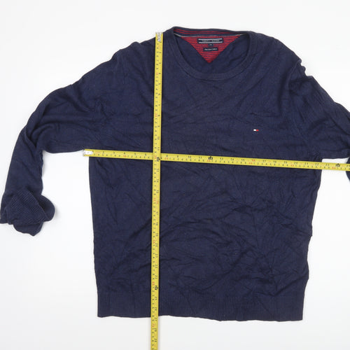 Tommy Hilfiger Men's Blue XL Cotton Cashmere Crew Neck Jumper