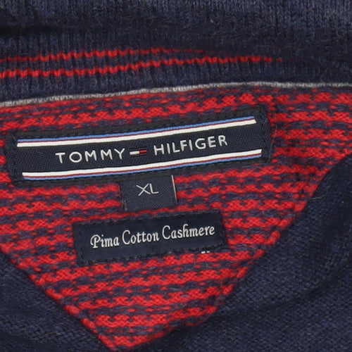 Tommy Hilfiger Men's Blue XL Cotton Cashmere Crew Neck Jumper