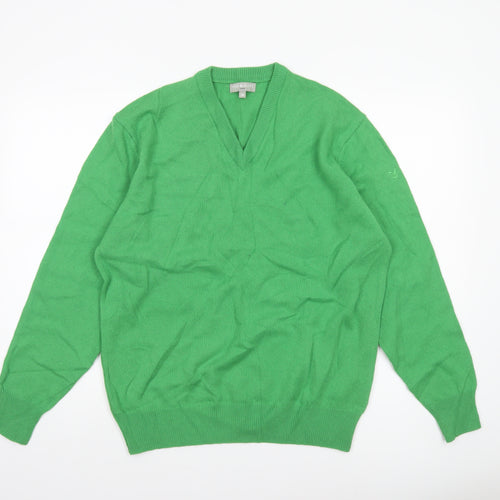 Lyle & Scott Men’s Green Wool V-Neck Golf Jumper Size M