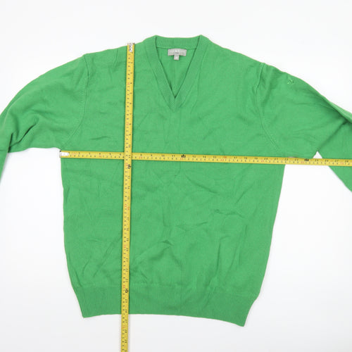 Lyle & Scott Men’s Green Wool V-Neck Golf Jumper Size M