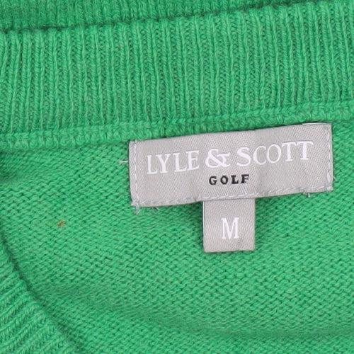 Lyle & Scott Men’s Green Wool V-Neck Golf Jumper Size M