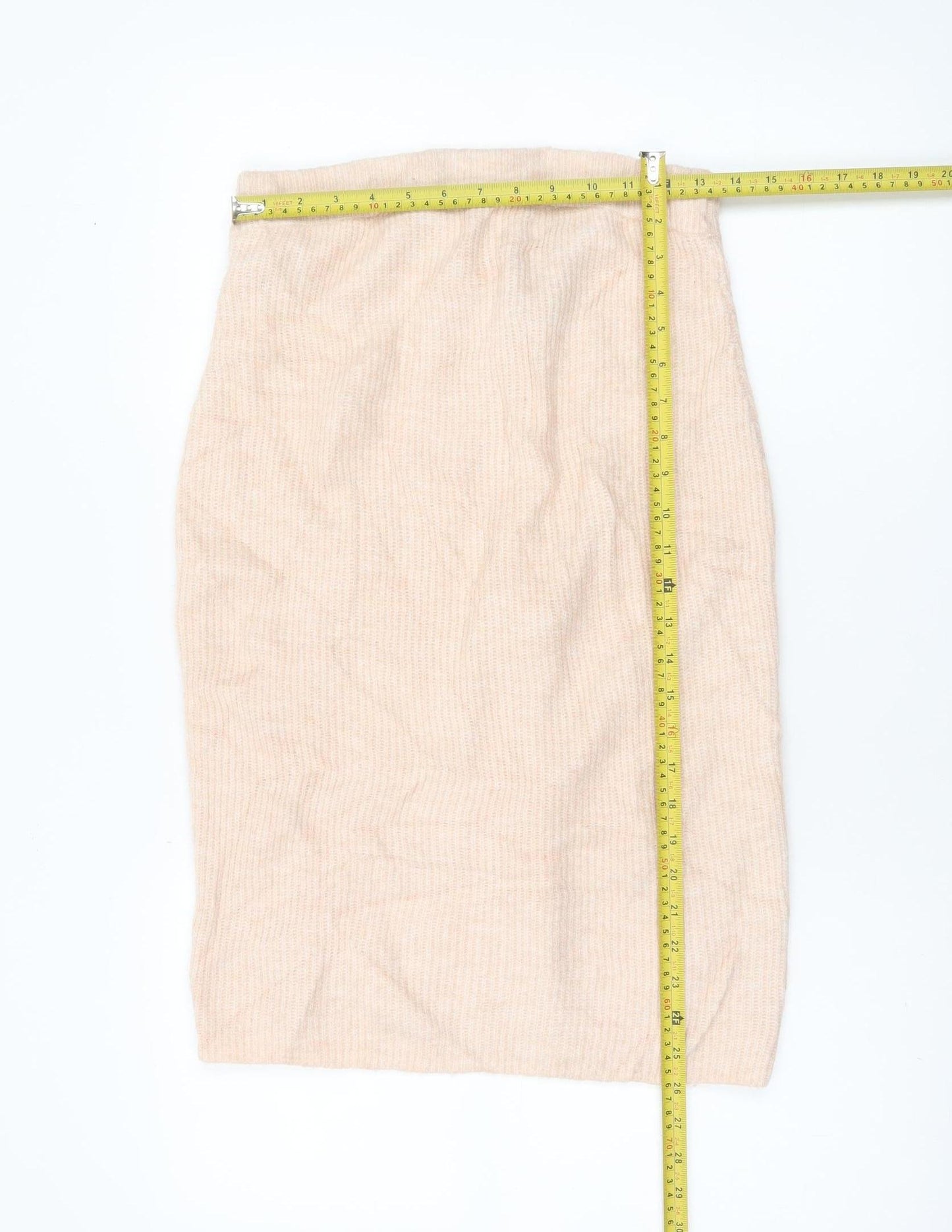H&M MAMA Beige Knit Pencil Skirt M Maternity Stretch Wool Blend