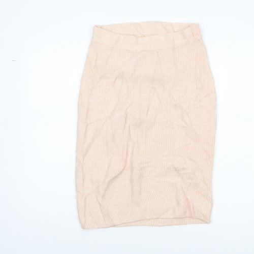 H&M MAMA Beige Knit Pencil Skirt M Maternity Stretch Wool Blend