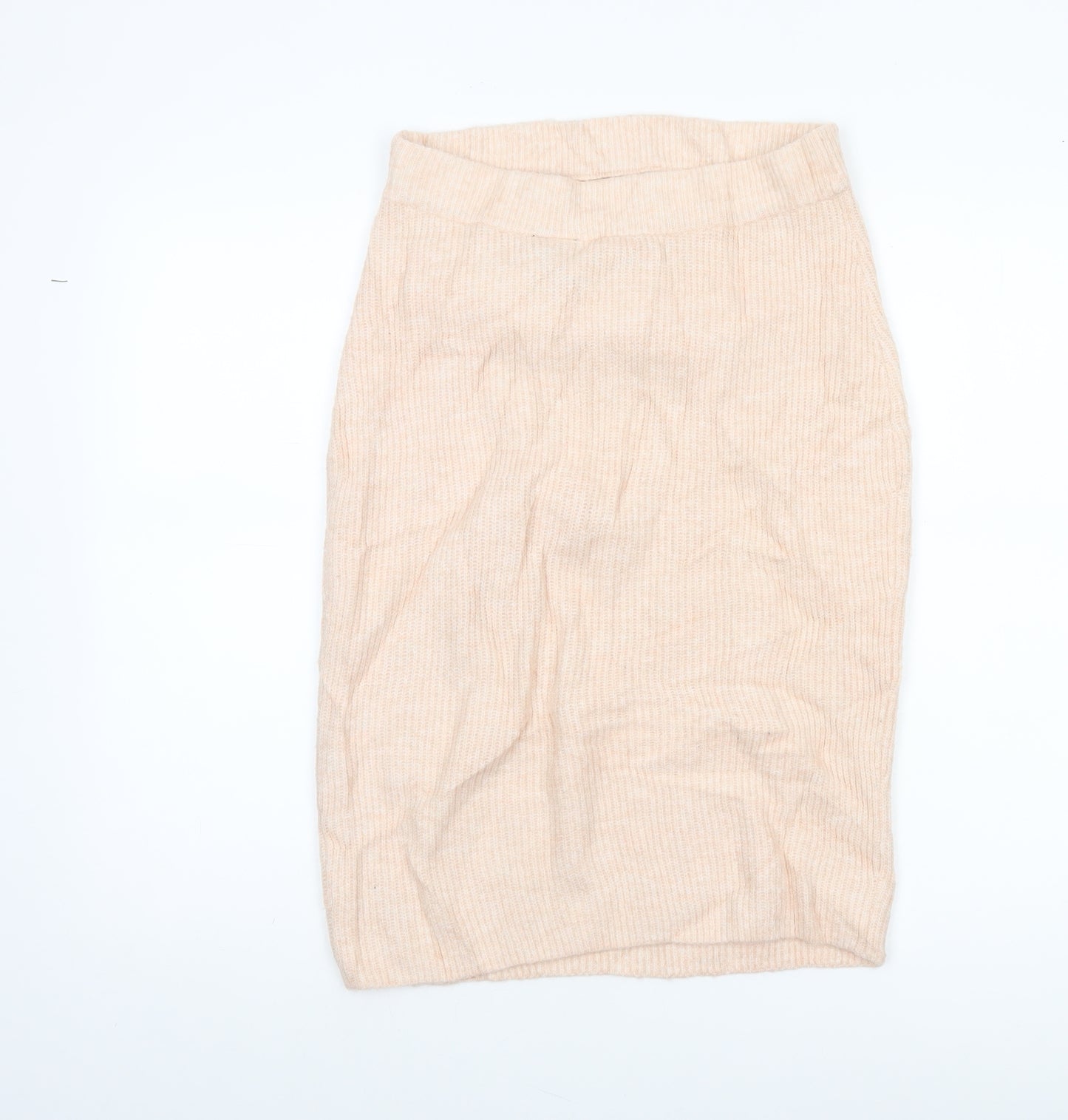 H&M MAMA Beige Knit Pencil Skirt M Maternity Stretch Wool Blend