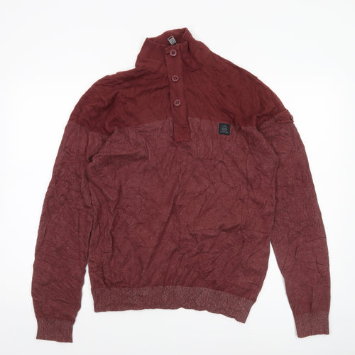 Duck and Cover Men’s Red Cotton Henley Jumper Size M