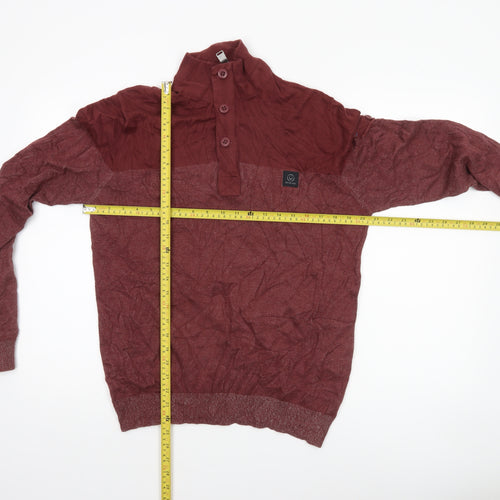 Duck and Cover Men’s Red Cotton Henley Jumper Size M