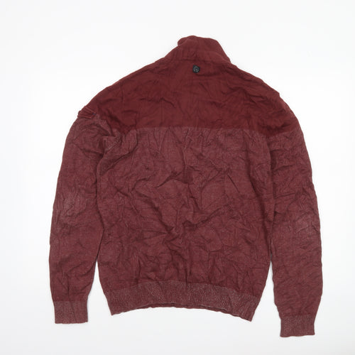 Duck and Cover Men’s Red Cotton Henley Jumper Size M